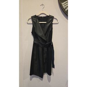 BCBGMaxAzria Layla Women's Black Faux Leather Knee Length Dress XXS